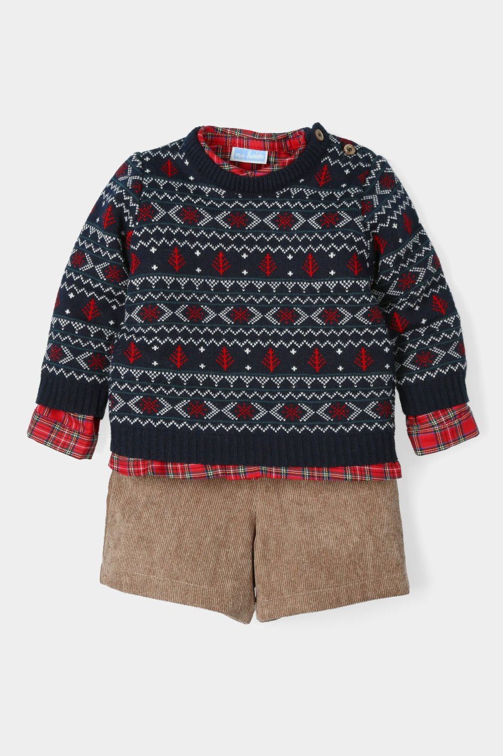 Mac Ilusión "Archie" Navy Knitted Tartan Outfit Set - Millie and John