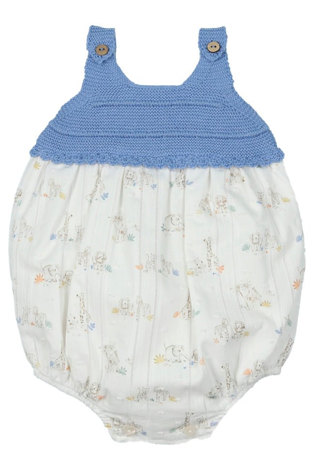 Mac Ilusión "Avery" Dusky Blue Half Knit Safari Romper - Millie and John