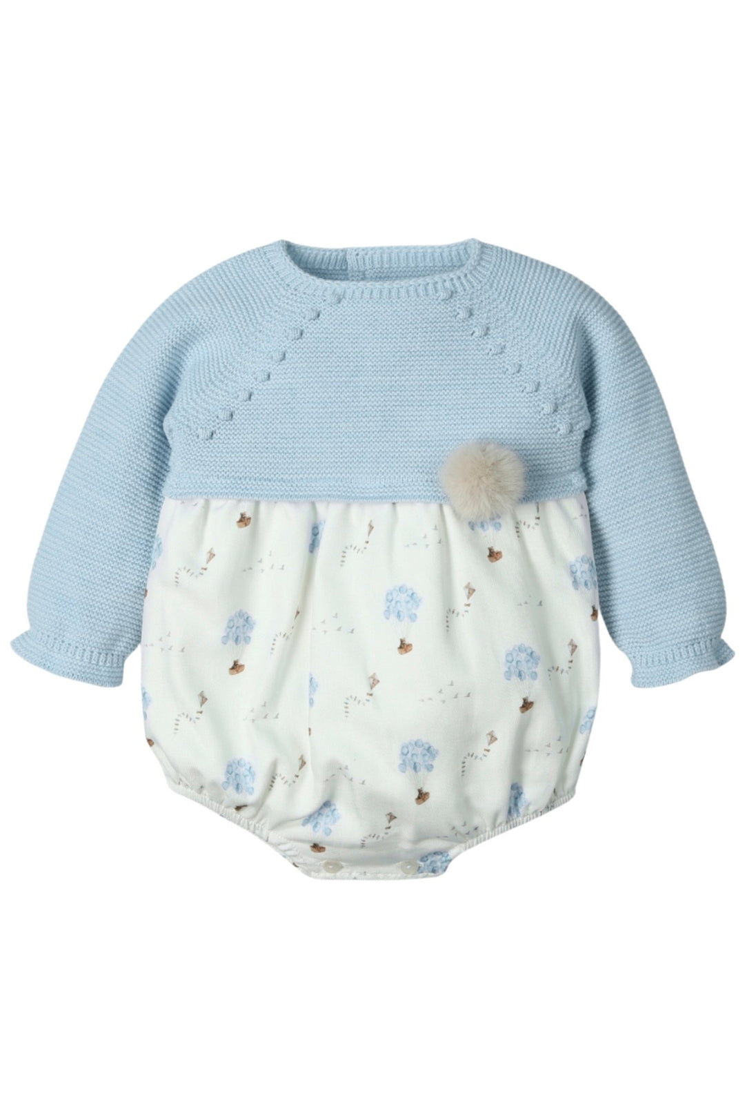 Mac Ilusión "Bailey" Cloud Blue Half Knit Romper - Millie and John