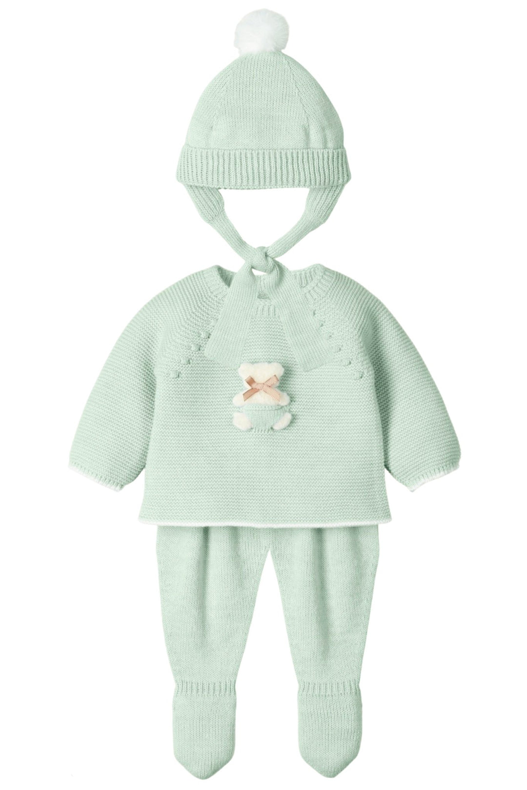 Mac Ilusión "Briar" Pistachio Knit Teddy Top, Leggings & Hat - Millie and John