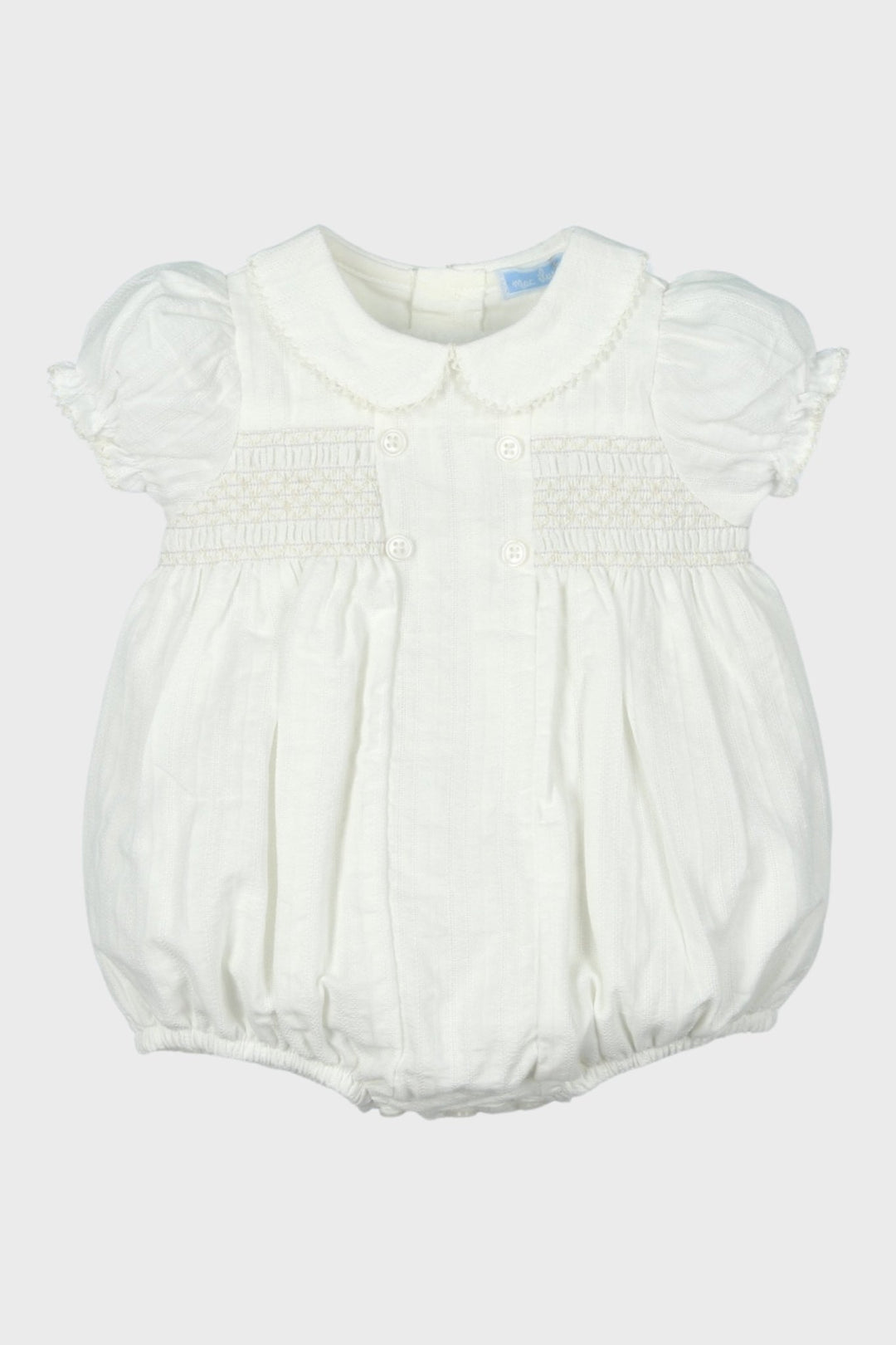 Mac Ilusión "Cassidy" Ivory Smocked Romper - Millie and John