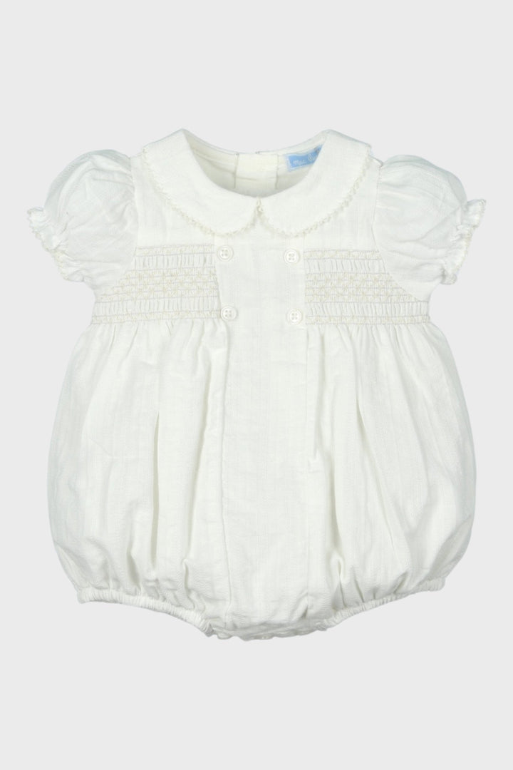 Mac Ilusión "Cassidy" Ivory Smocked Romper - Millie and John