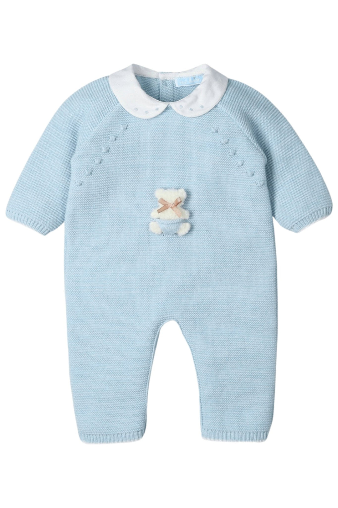 Mac Ilusión "Darby" Cloud Blue Knit Teddy Romper - Millie and John