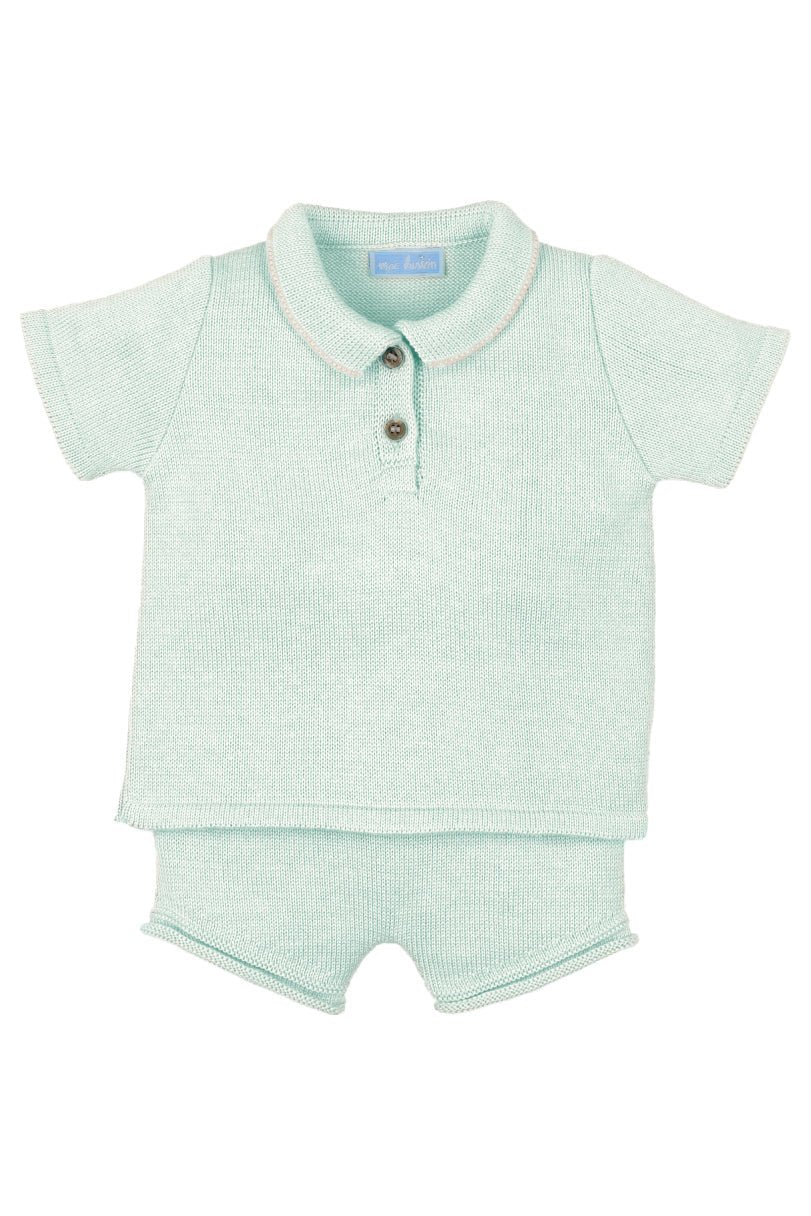 Mac Ilusión "Franklin" Glacier Green Knit Polo Shirt & Shorts - Millie and John