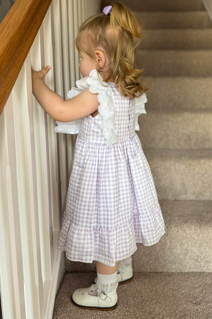 Mac Ilusión "Ingrid" Lilac Gingham Dress - Millie and John