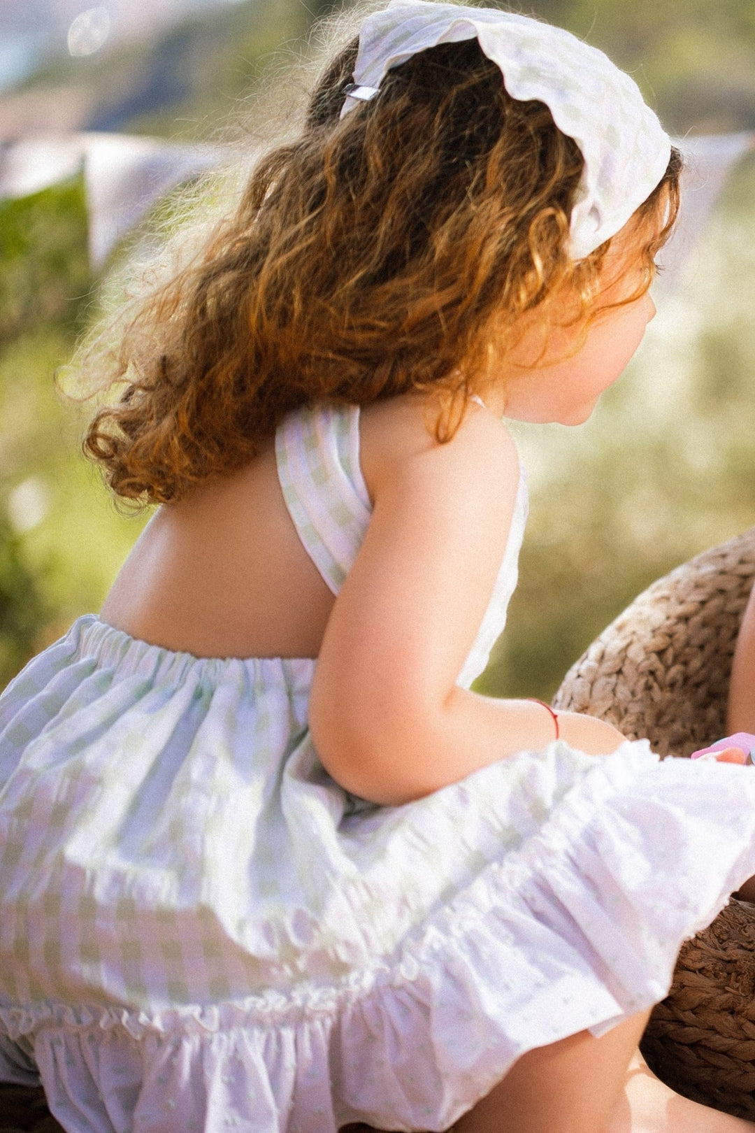 Mac Ilusión "Joselyn" Pale Green Gingham Dress - Millie and John