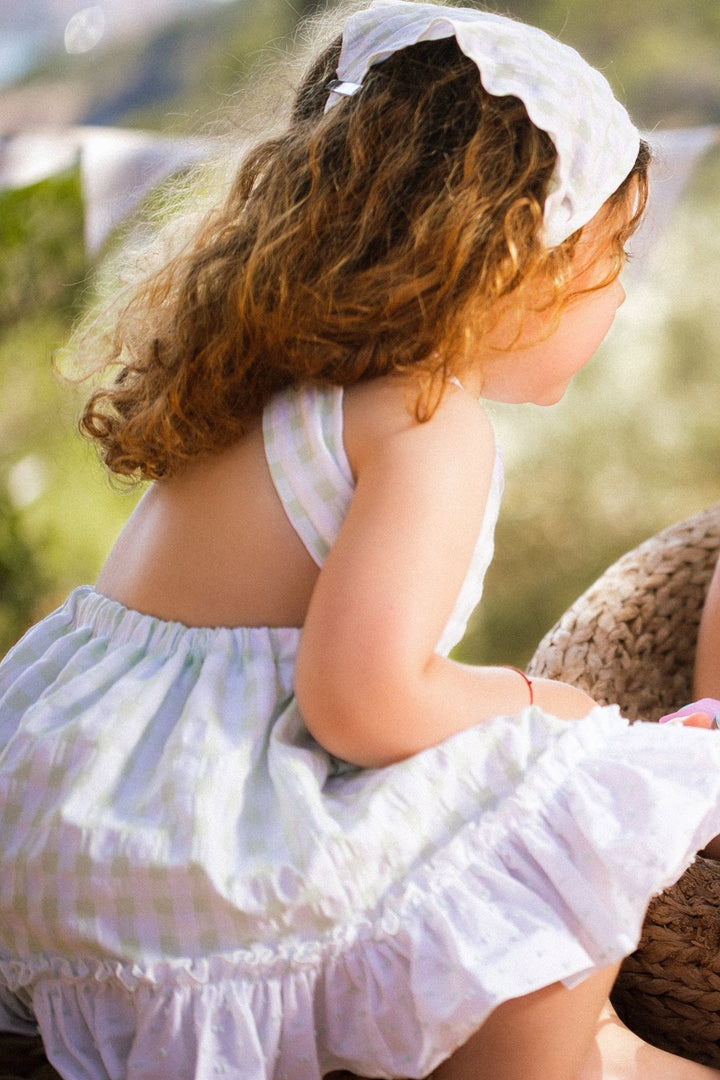 Mac Ilusión "Joselyn" Pale Green Gingham Dress - Millie and John