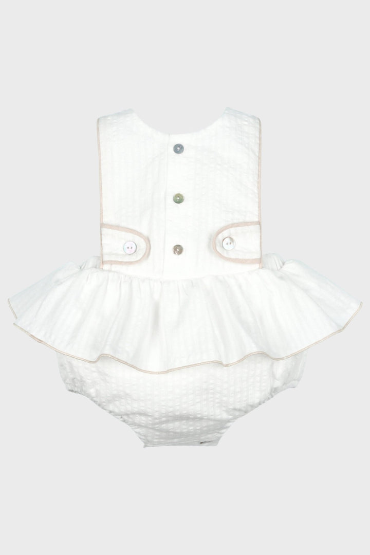 Mac Ilusión "Keira" White Seersucker Striped Shortie - Millie and John