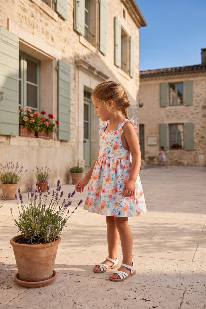 Mac Ilusión "Lucia" Dusky Blue &amp; Red Floral Dress - Millie and John