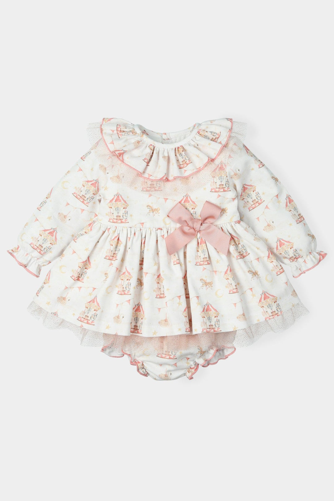 Mac Ilusión "Nellie" Dusky Pink Carousel Dress & Bloomers - Millie and John