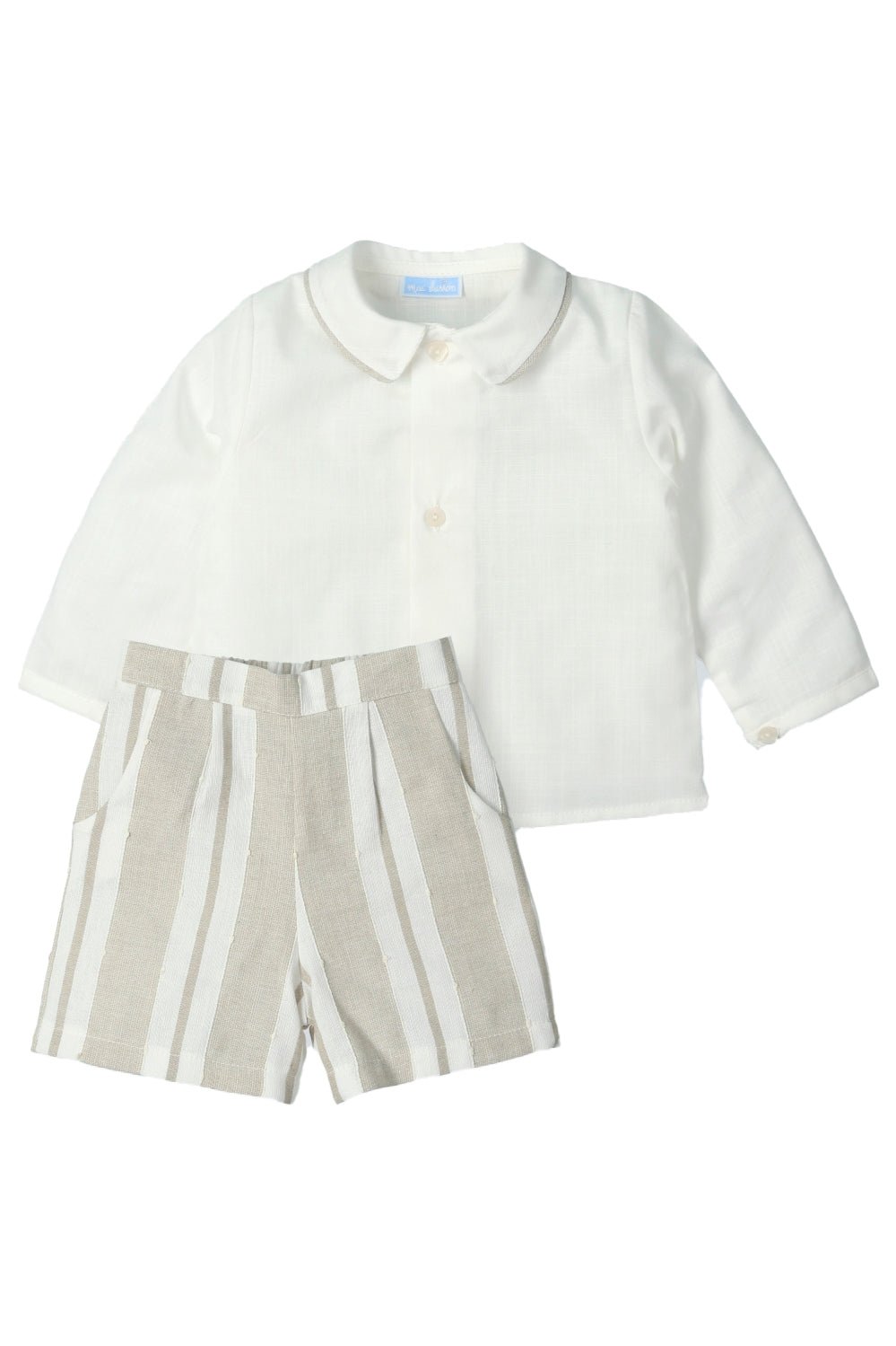 Mac Ilusión "Remington" Shirt & Beige Stripe Shorts - Millie and John