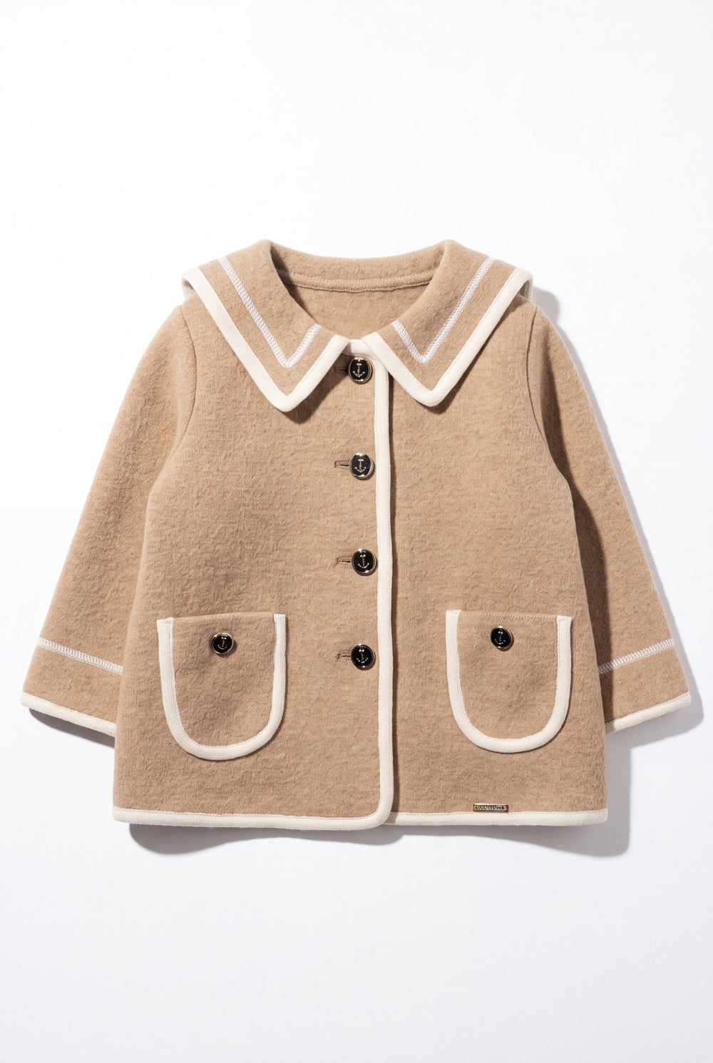 MARAE Kids "Artemis" Beige & Ivory Merino Wool Sailor Jacket - Millie and John
