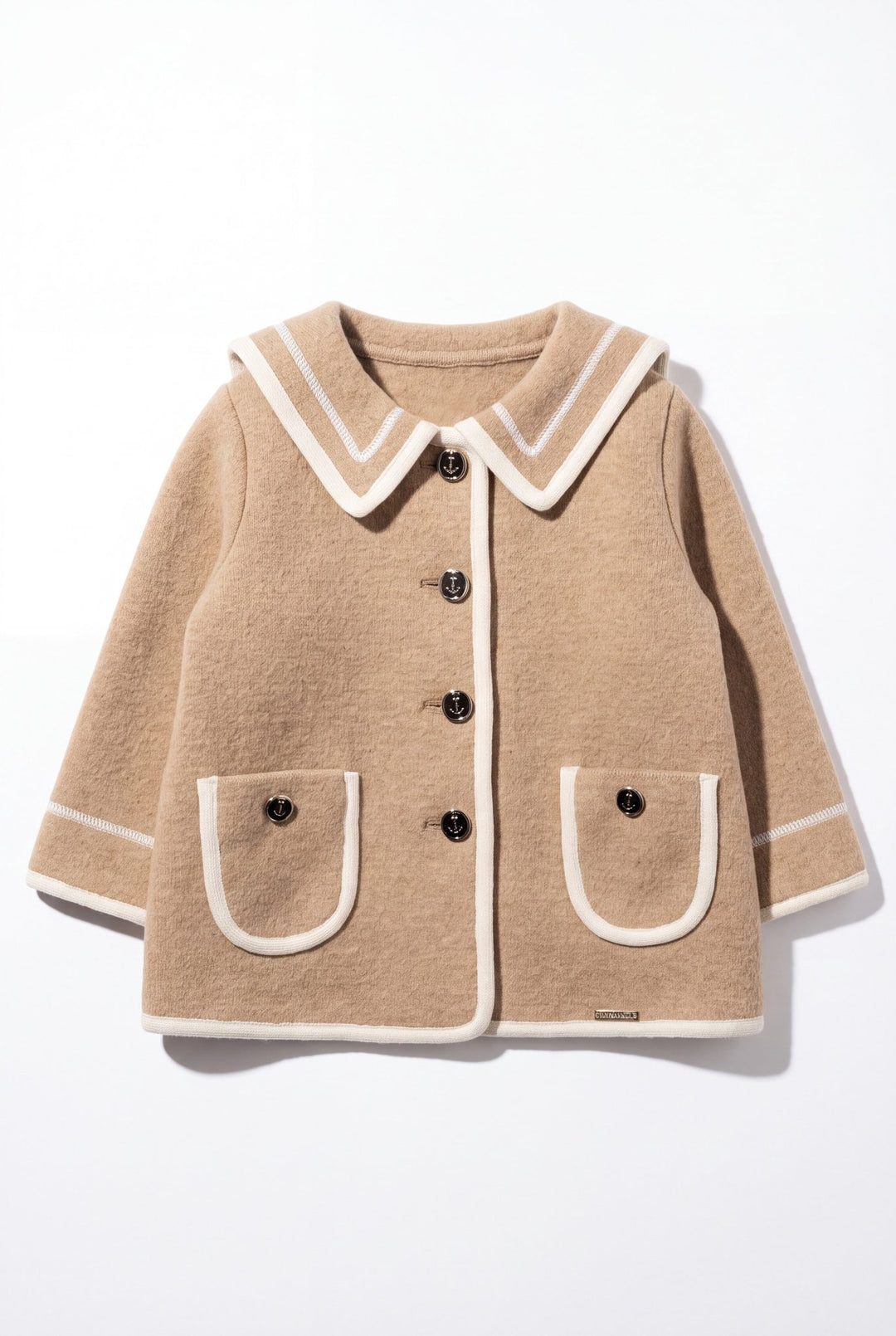 MARAE Kids "Artemis" Beige &amp; Ivory Merino Wool Sailor Jacket - Millie and John