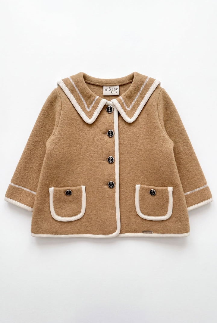 MARAE Kids "Artemis" Camel &amp; Ivory Merino Wool Sailor Jacket - Millie and John