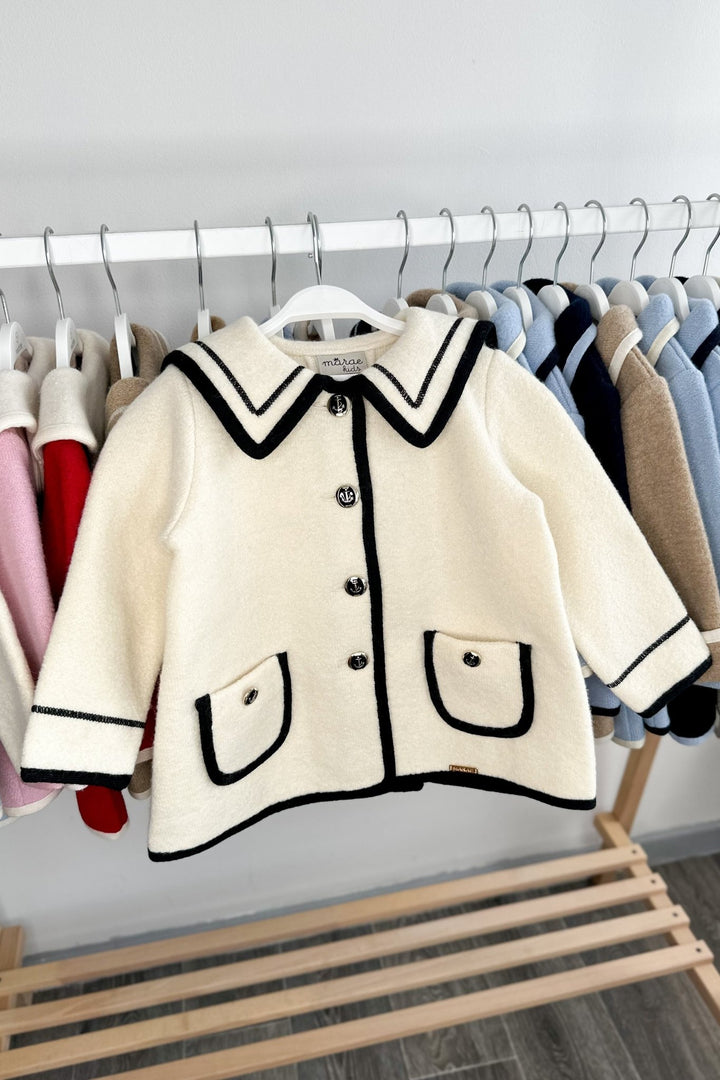 MARAE Kids "Artemis" Ivory & Black Merino Wool Sailor Jacket - Millie and John
