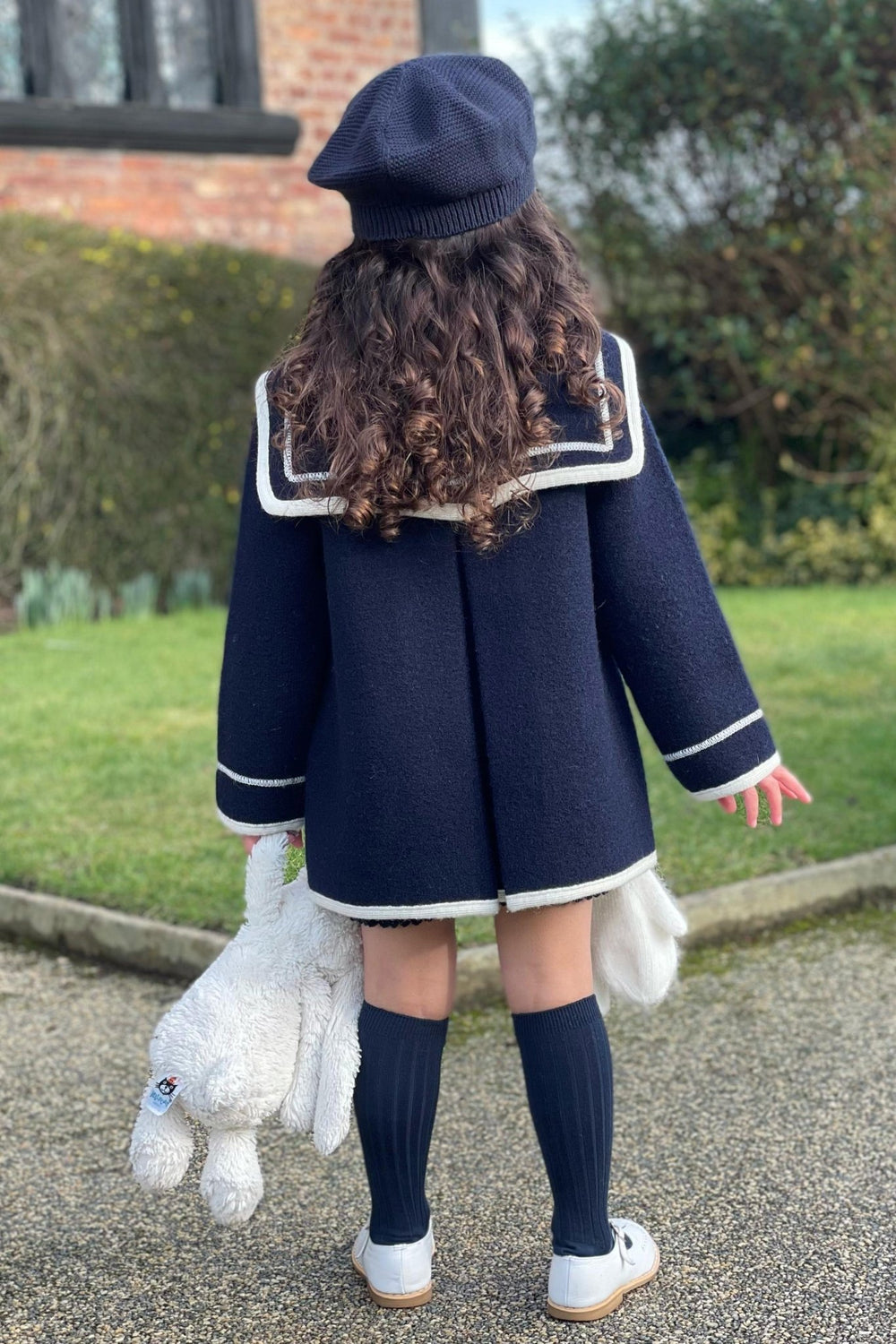 MARAE Kids "Artemis" Navy & Ivory Merino Wool Sailor Jacket - Millie and John