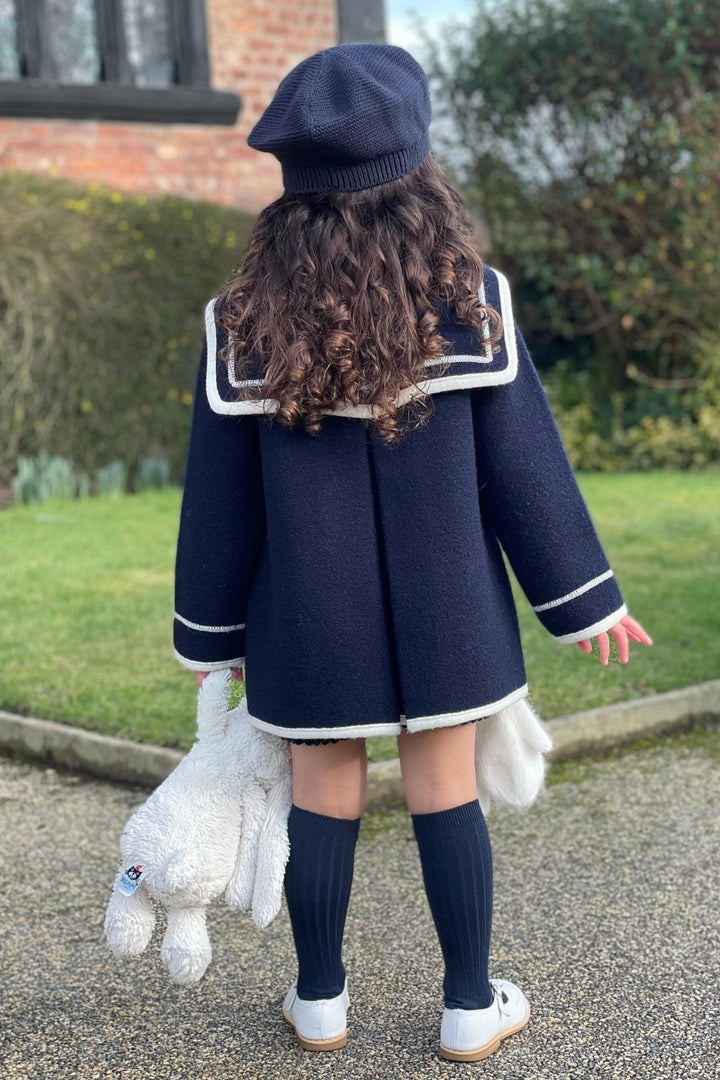 MARAE Kids "Artemis" Navy & Ivory Merino Wool Sailor Jacket - Millie and John