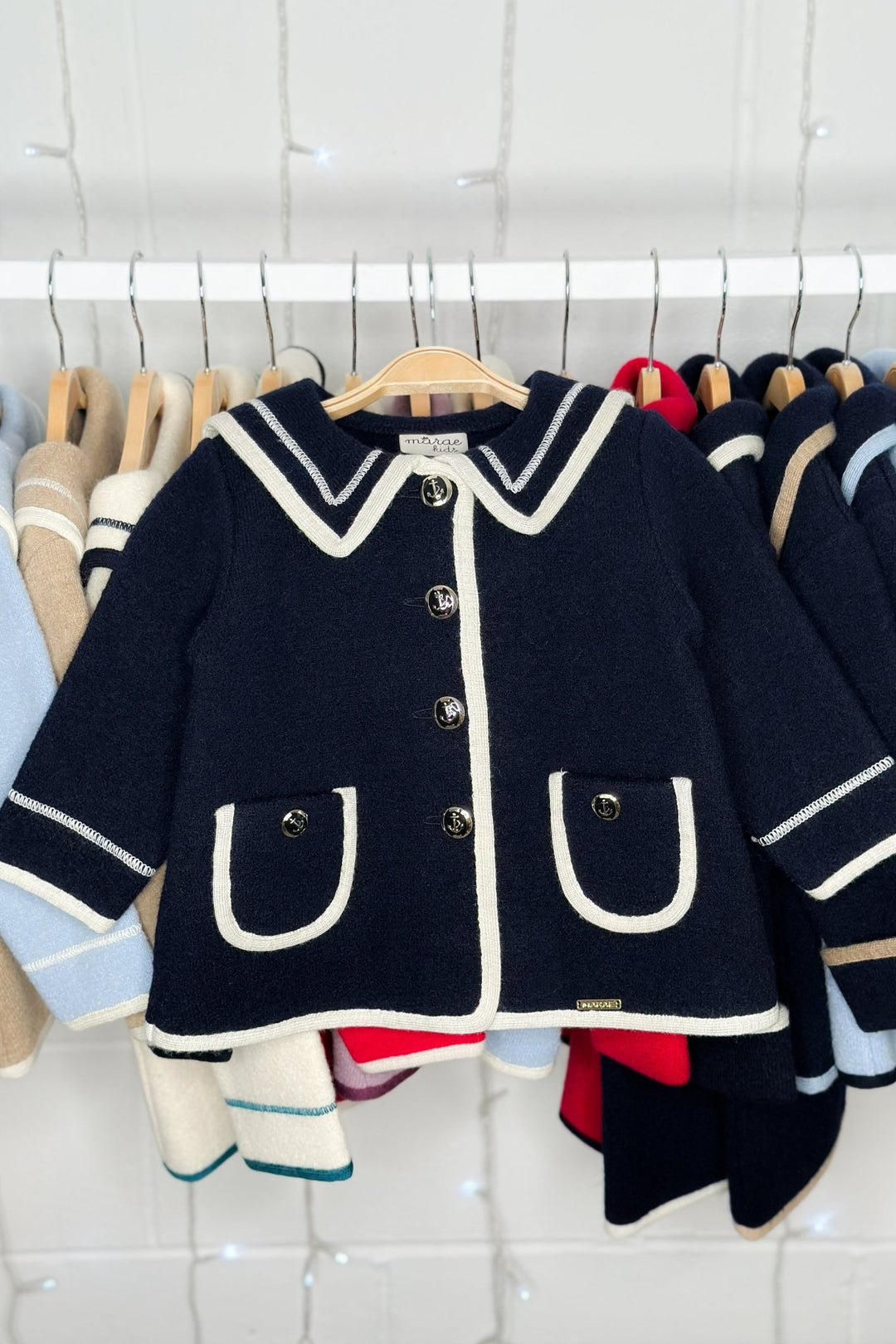 MARAE Kids "Artemis" Navy & Ivory Merino Wool Sailor Jacket - Millie and John