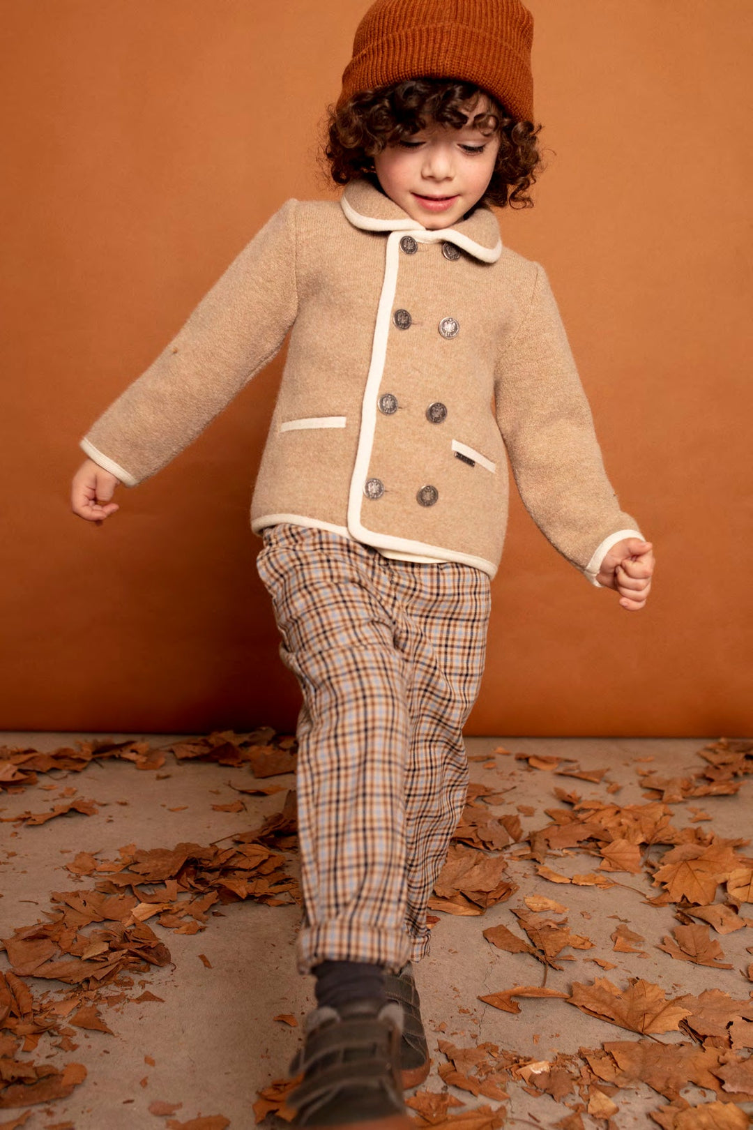 MARAE Kids "Charles" Camel & Ivory Merino Wool Jacket - Millie and John