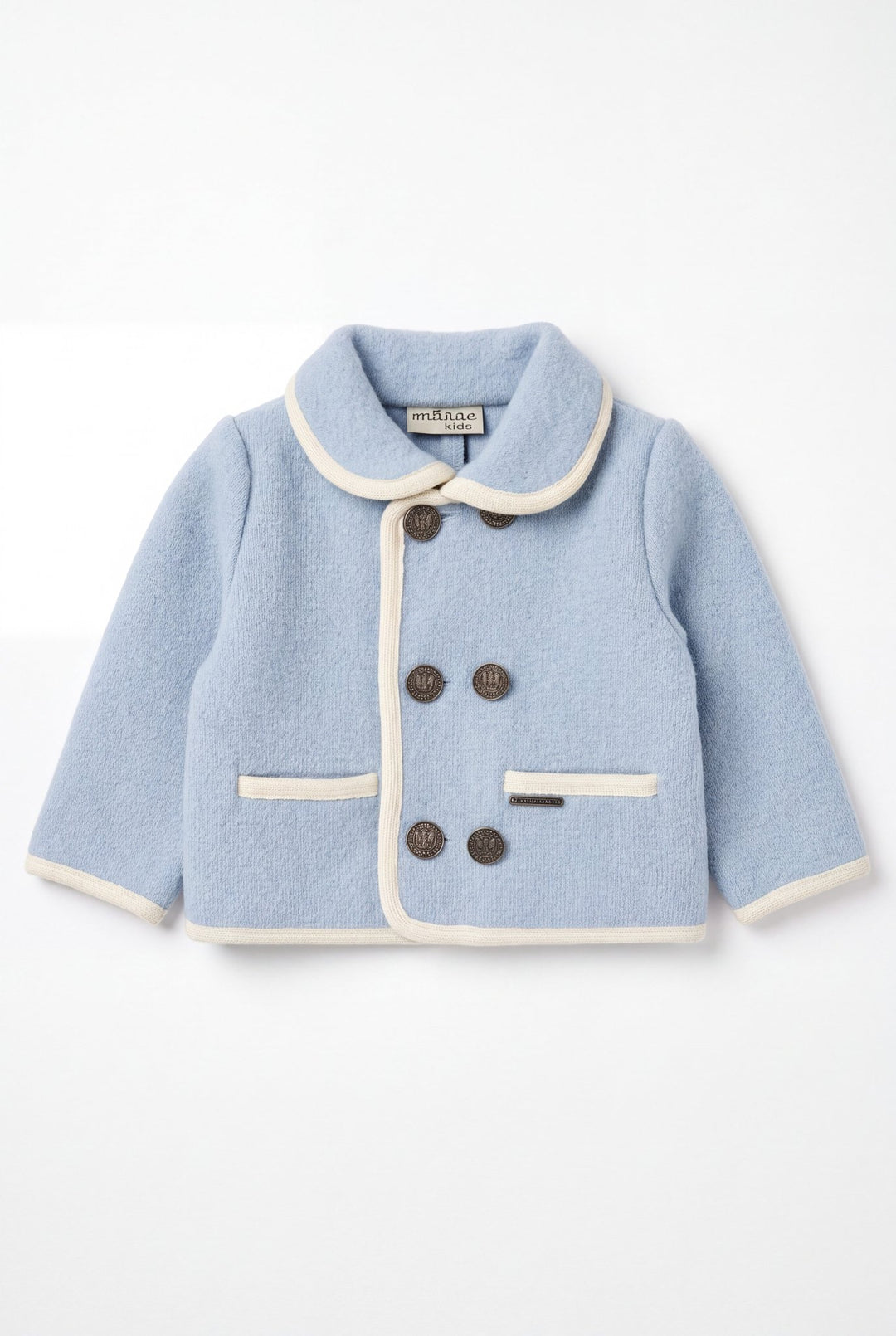 MARAE Kids "Charles" Light Blue & Ivory Merino Wool Jacket - Millie and John
