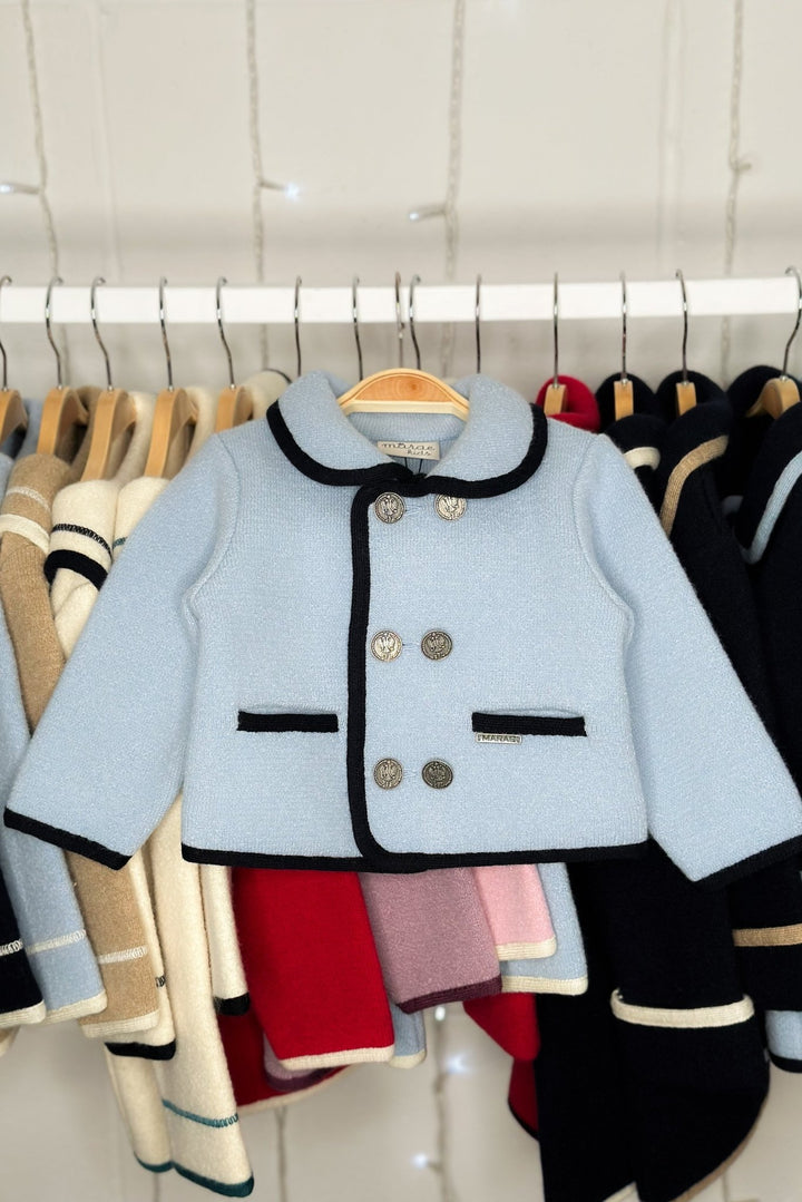MARAE Kids "Charles" Light Blue & Navy Merino Wool Jacket - Millie and John
