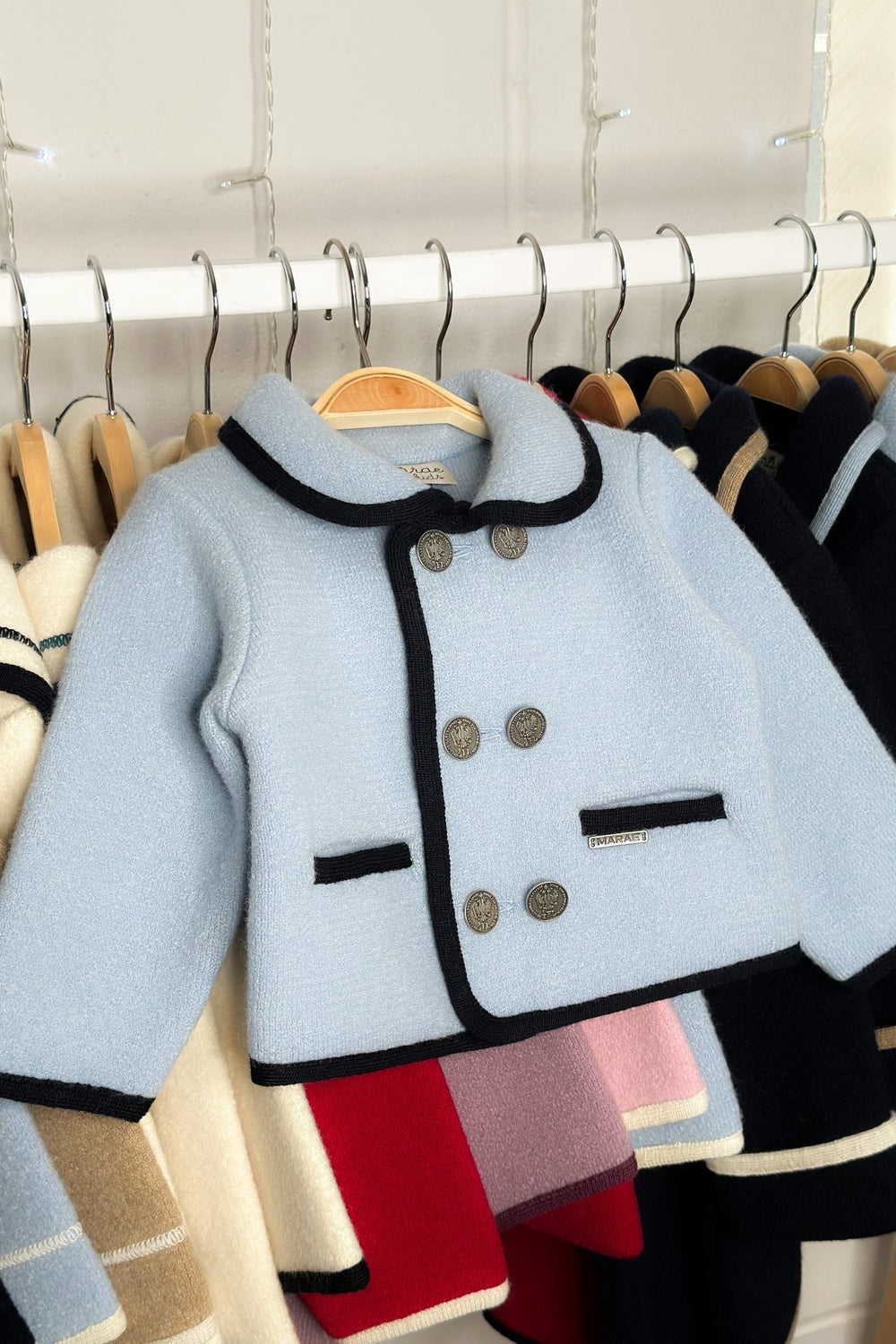 MARAE Kids "Charles" Light Blue & Navy Merino Wool Jacket - Millie and John