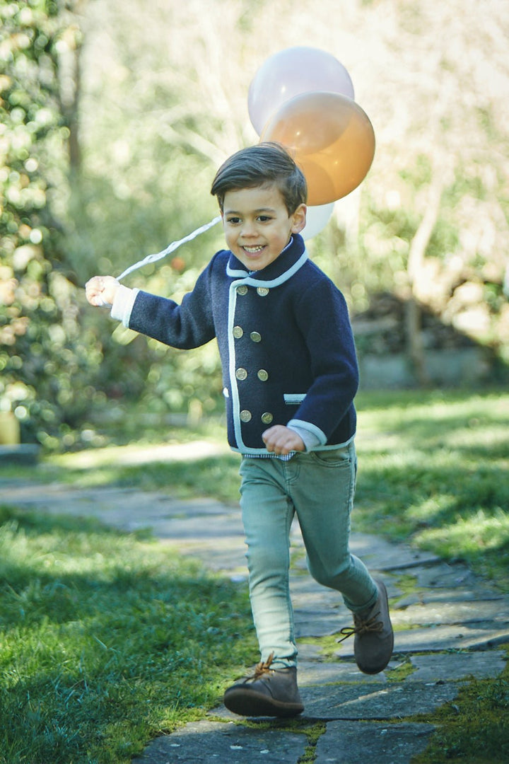 MARAE Kids "Charles" Navy & Light Blue Merino Wool Jacket - Millie and John