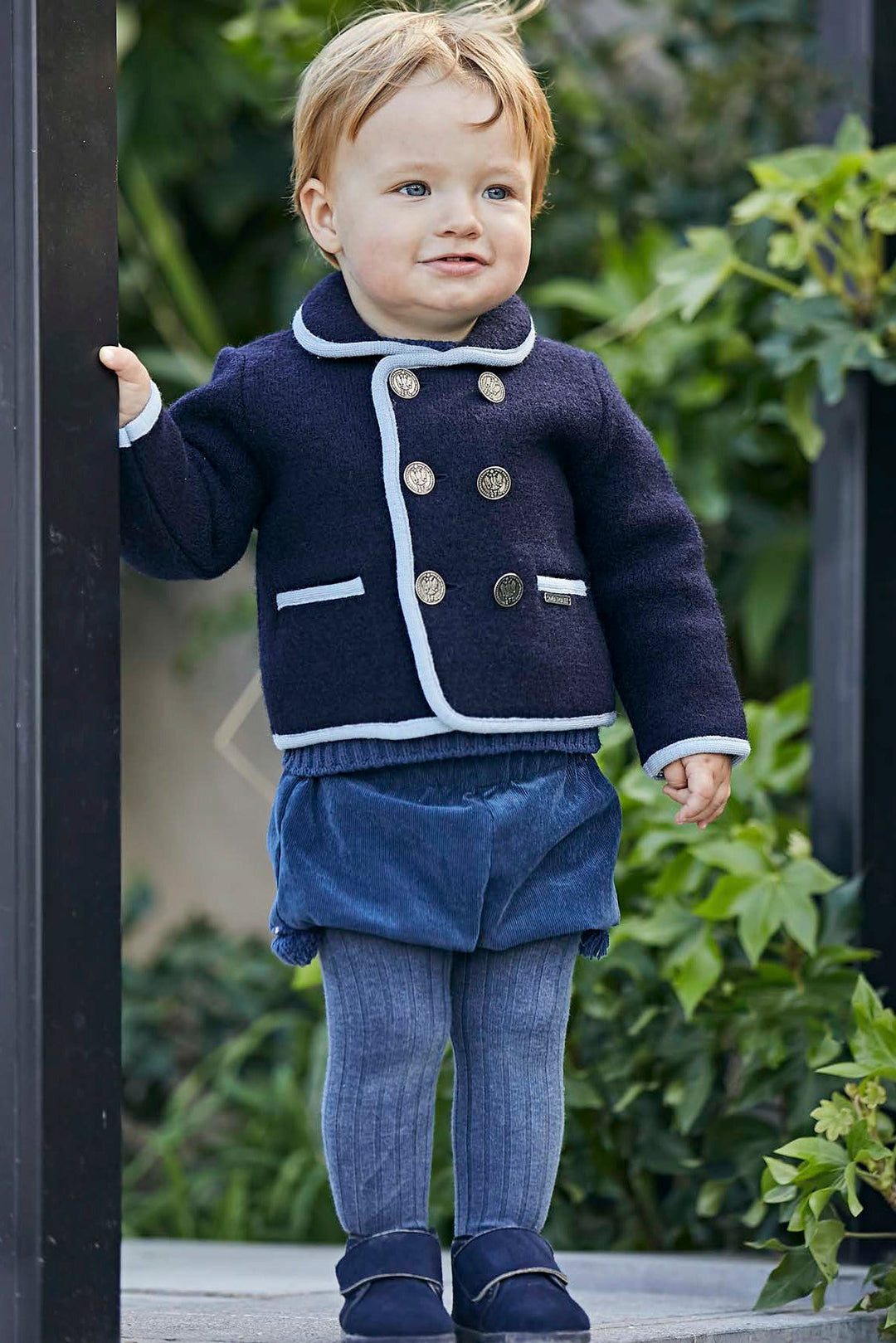 MARAE Kids "Charles" Navy & Light Blue Merino Wool Jacket - Millie and John
