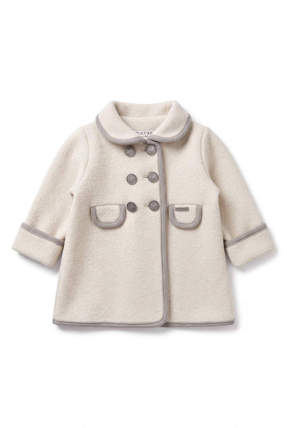 MARAE Kids "Charlotte" Ecru & Stone Merino Wool Coat - Millie and John