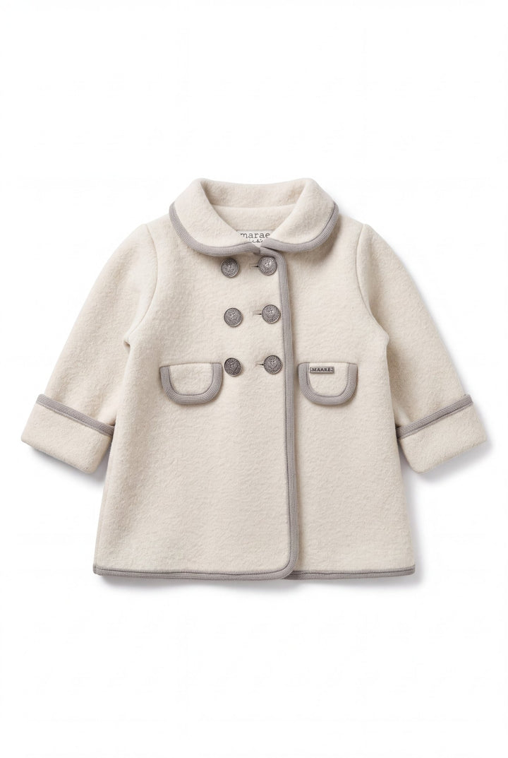 MARAE Kids "Charlotte" Ecru &amp; Stone Merino Wool Coat - Millie and John