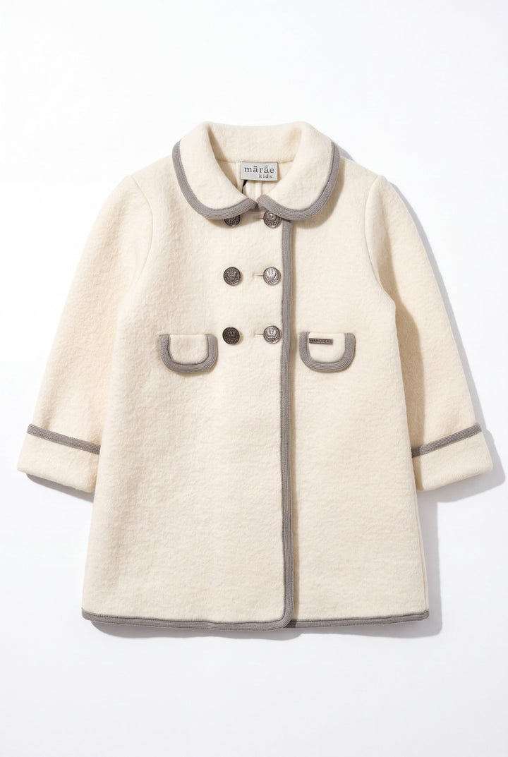 MARAE Kids "Charlotte" Ivory &amp; Stone Merino Wool Coat - Millie and John
