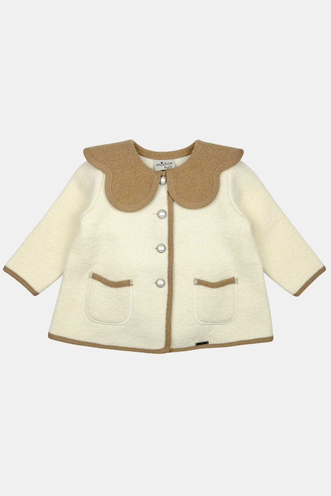 MARAE Kids "Eleanor" Ivory & Camel Merino Wool Coat - Millie and John