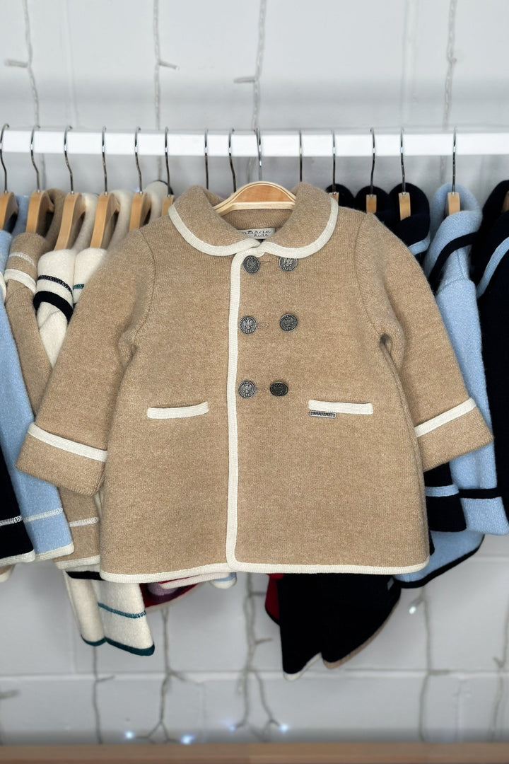 MARAE Kids "George" Camel & Ivory Merino Wool Coat - Millie and John