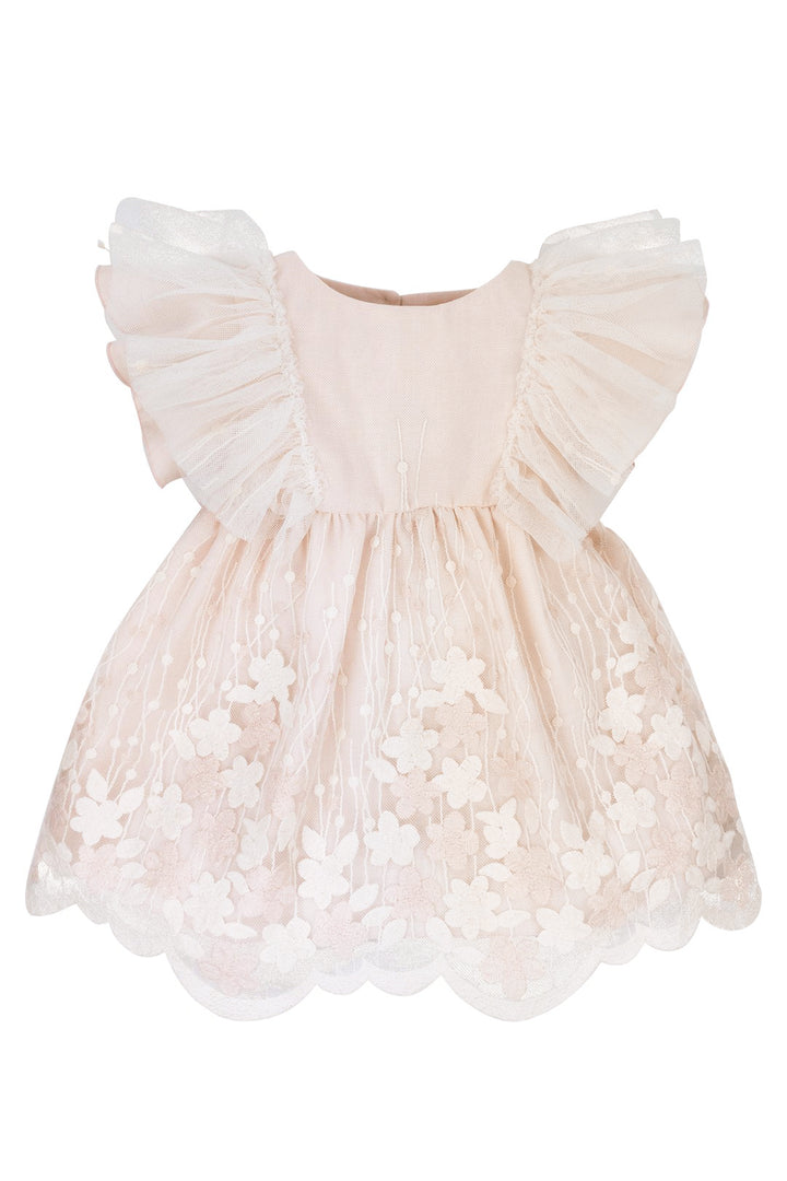 Jamiks "Marianne" Apricot Embroidered Floral Tulle Dress | Millie and John