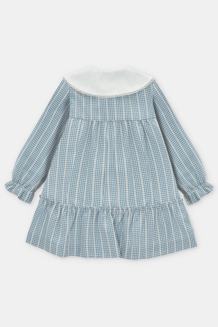 Martín Aranda "Ada" Blue Check Embroidered Dress - Millie and John