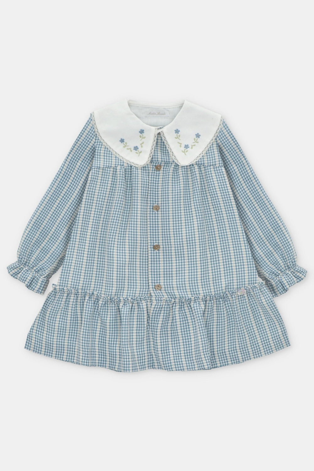Martín Aranda "Ada" Blue Check Embroidered Dress - Millie and John