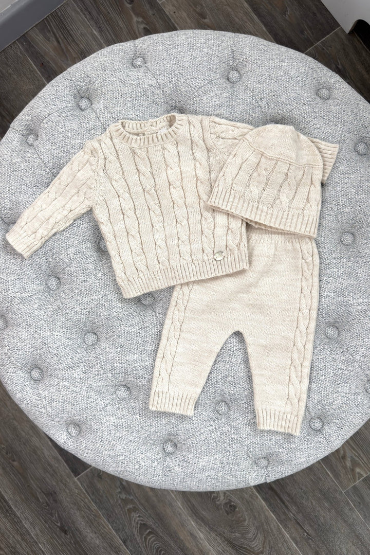 Martín Aranda "Alaric" Beige Cable Knit Top, Trousers & Hat - Millie and John