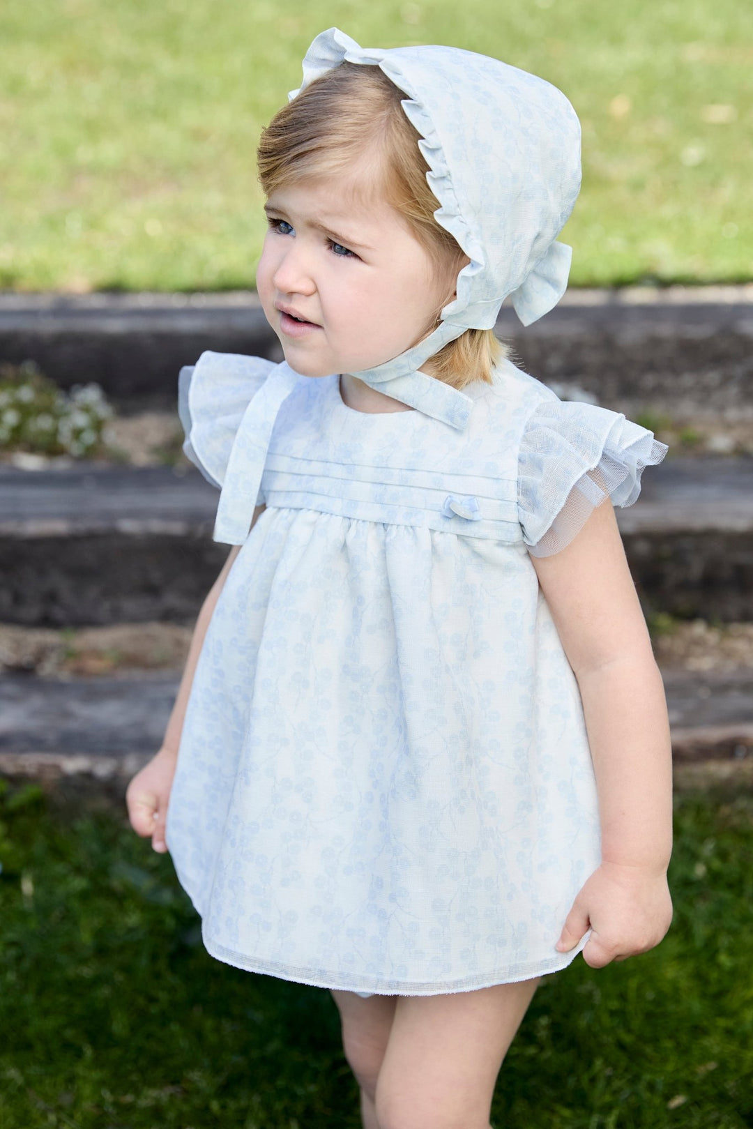 Martín Aranda "Alessandra" Pale Blue Floral Tulle Dress & Bloomers - Millie and John
