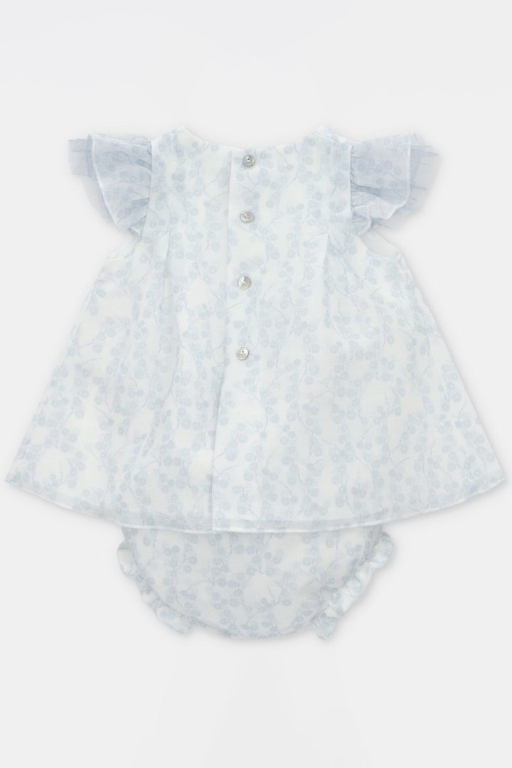Martín Aranda "Alessandra" Pale Blue Floral Tulle Dress & Bloomers - Millie and John