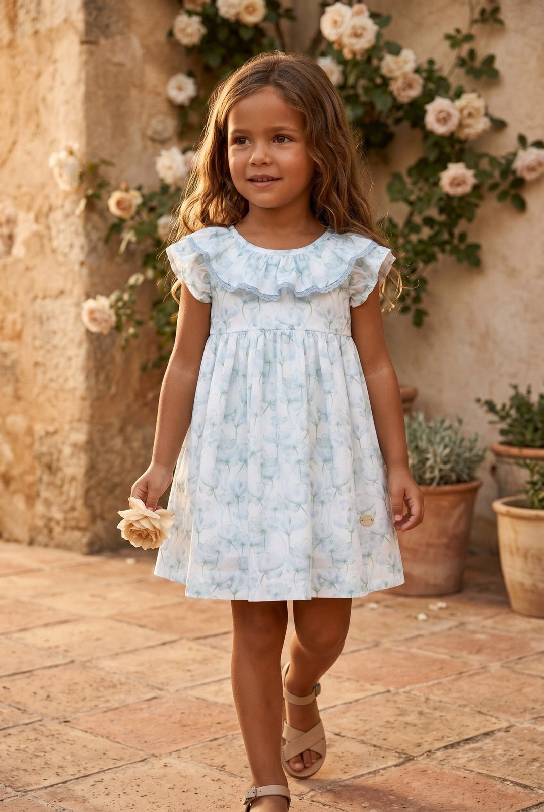 Martín Aranda "Arabella" Blue Watercolour Floral Dress - Millie and John