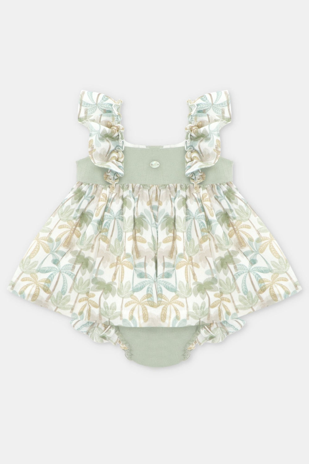 Martín Aranda "Augusta" Sage Green Palm Tree Dress & Bloomers - Millie and John