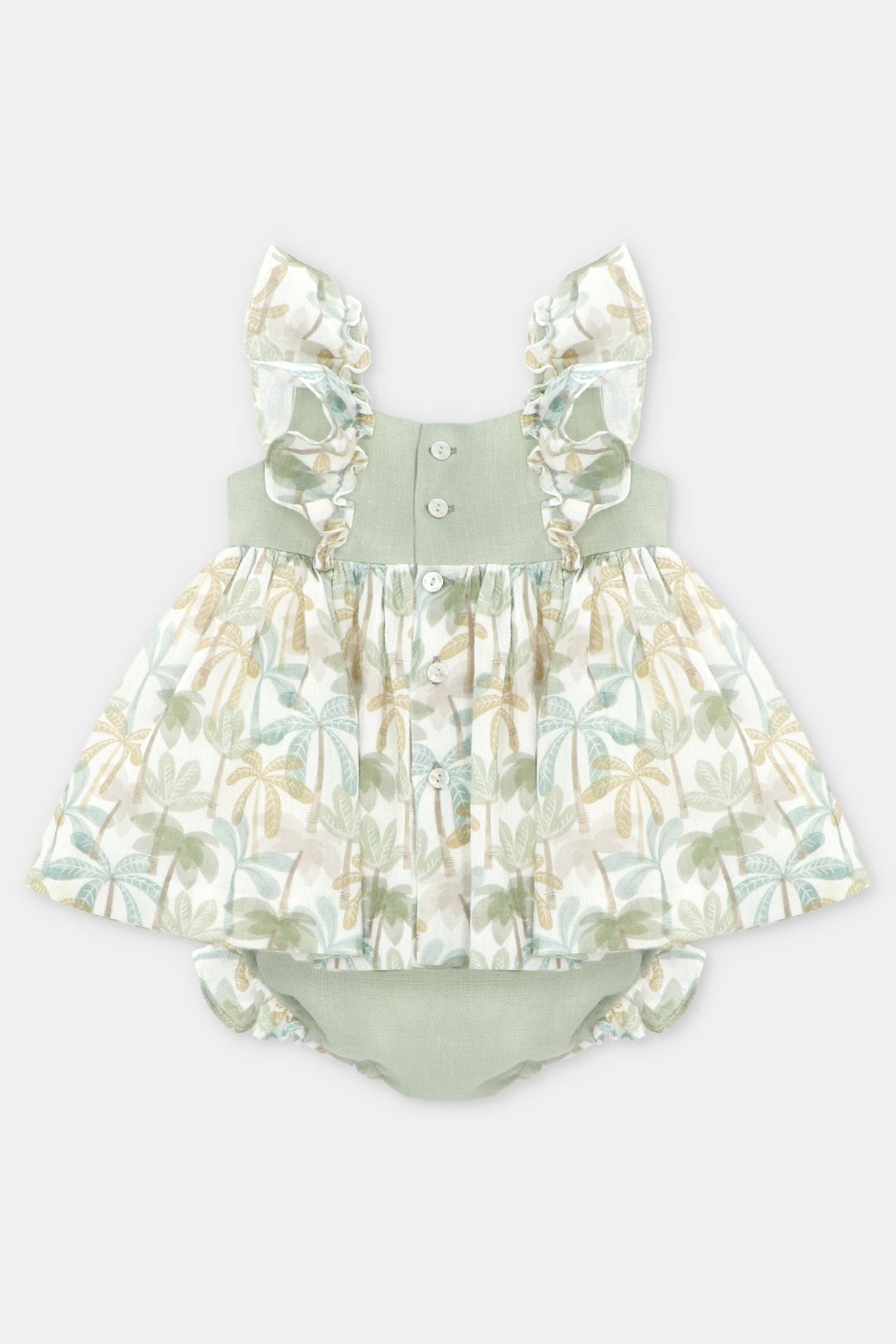 Martín Aranda "Augusta" Sage Green Palm Tree Dress & Bloomers - Millie and John