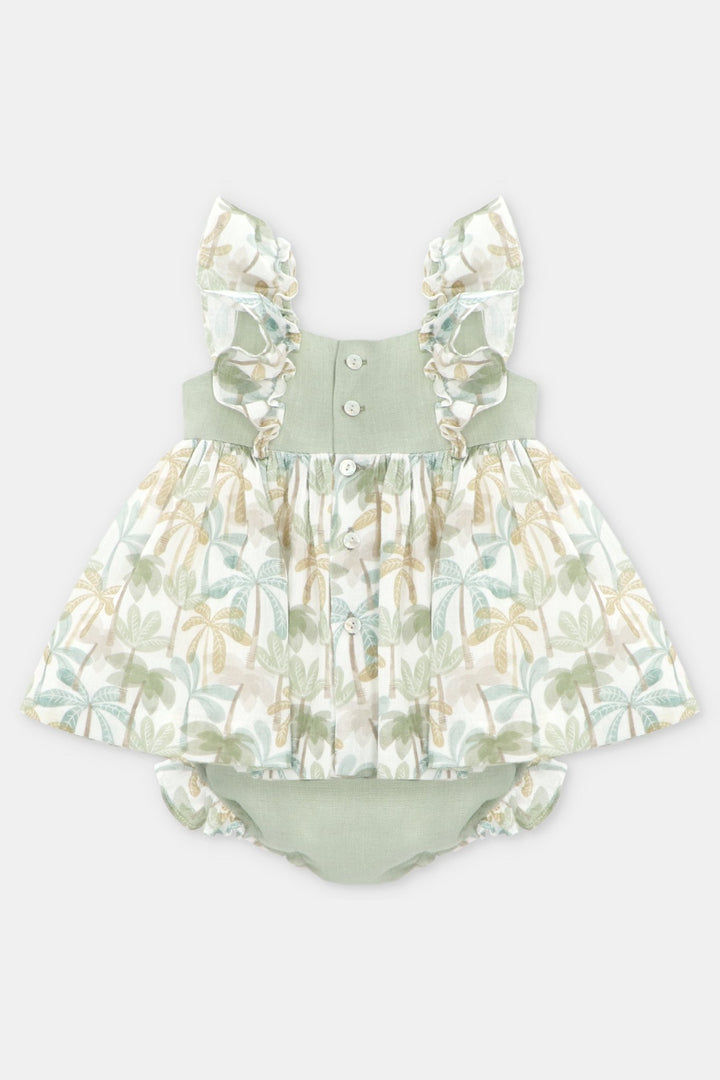 Martín Aranda "Augusta" Sage Green Palm Tree Dress & Bloomers - Millie and John