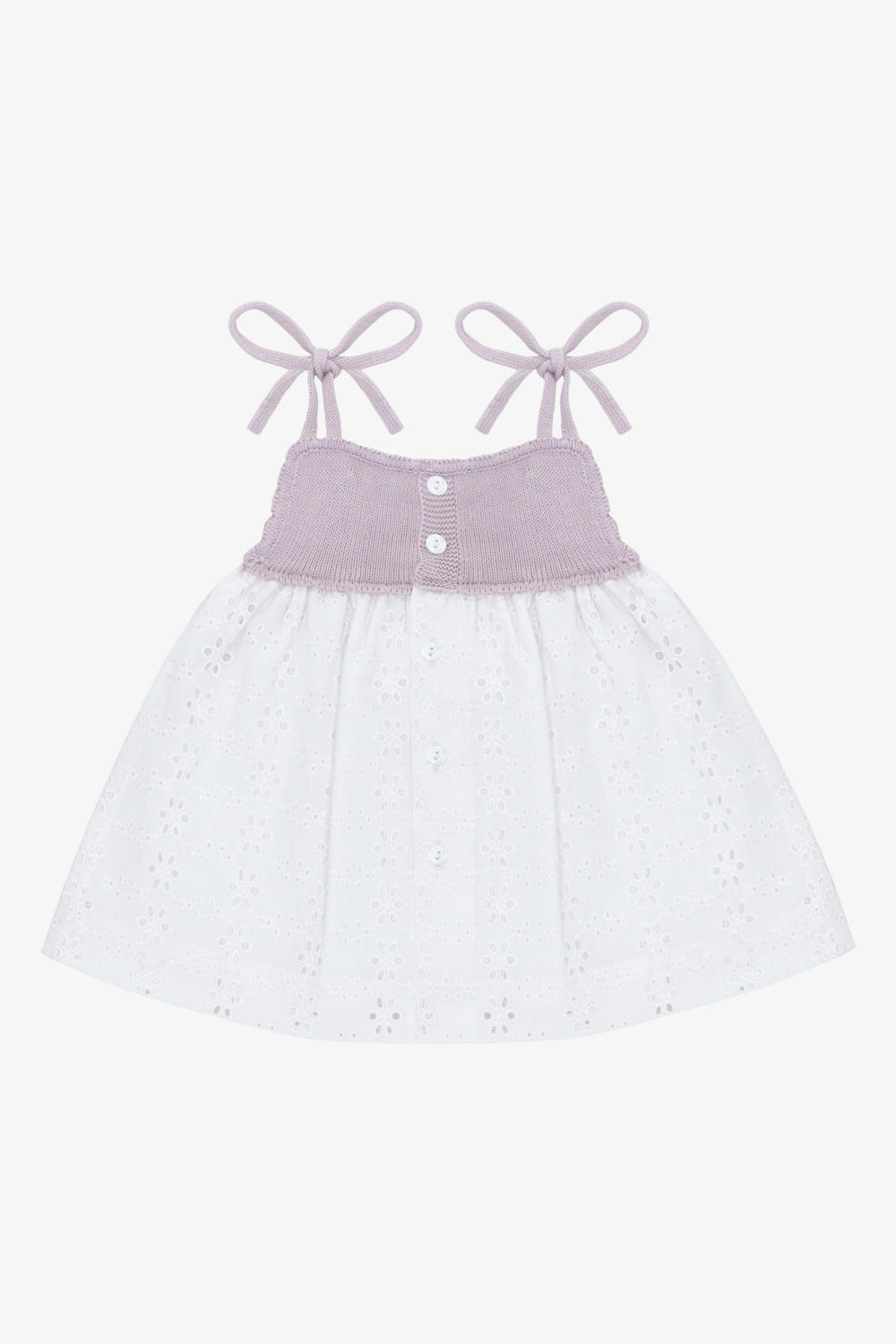 Martín Aranda "Ayla" Lilac Half - Knit Broderie Anglaise Dress - Millie and John