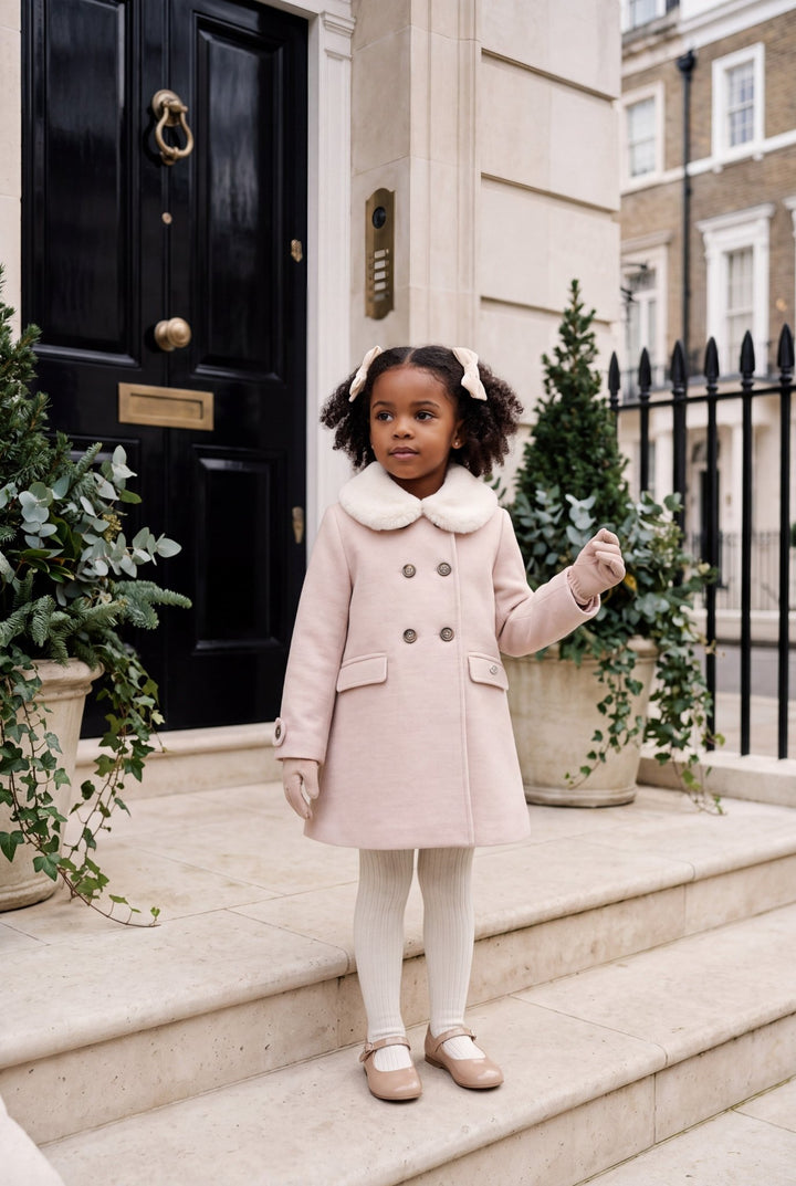 Martín Aranda Ballet Pink Faux Fur Collar Felt Coat - Millie and John