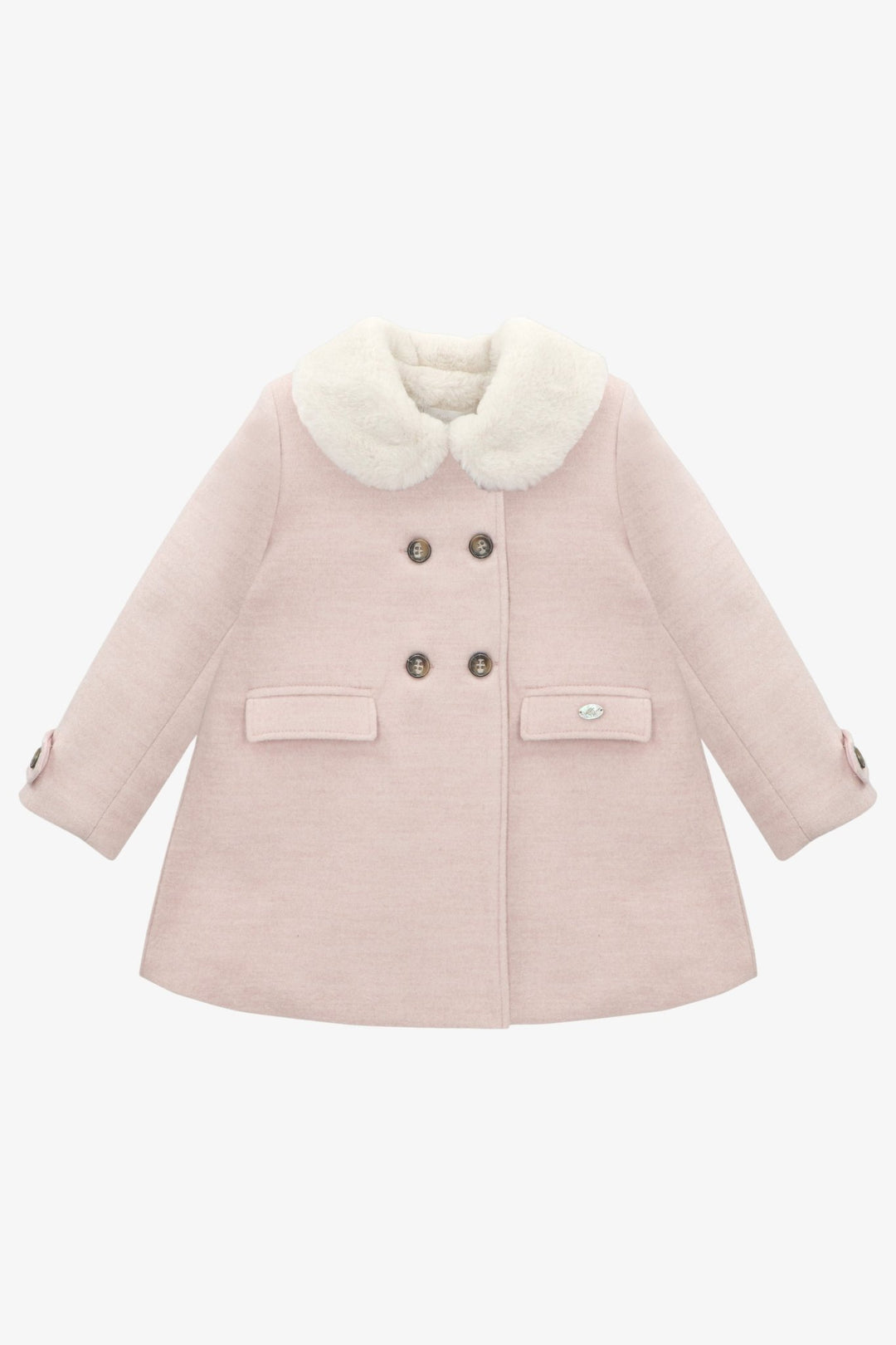 Martín Aranda Ballet Pink Faux Fur Collar Felt Coat - Millie and John