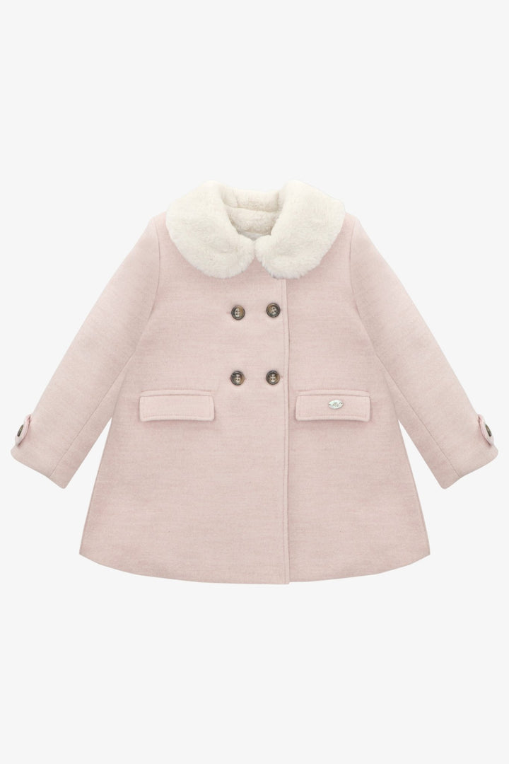 Martín Aranda Ballet Pink Faux Fur Collar Felt Coat - Millie and John