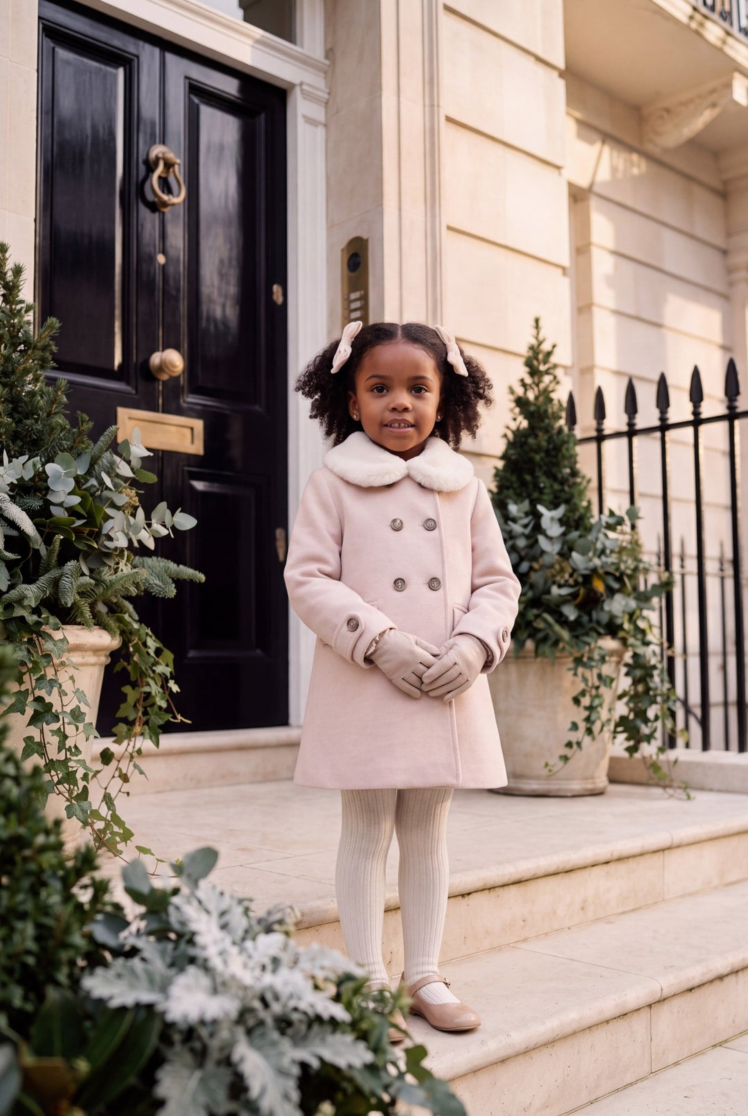 Martín Aranda Ballet Pink Faux Fur Collar Felt Coat - Millie and John