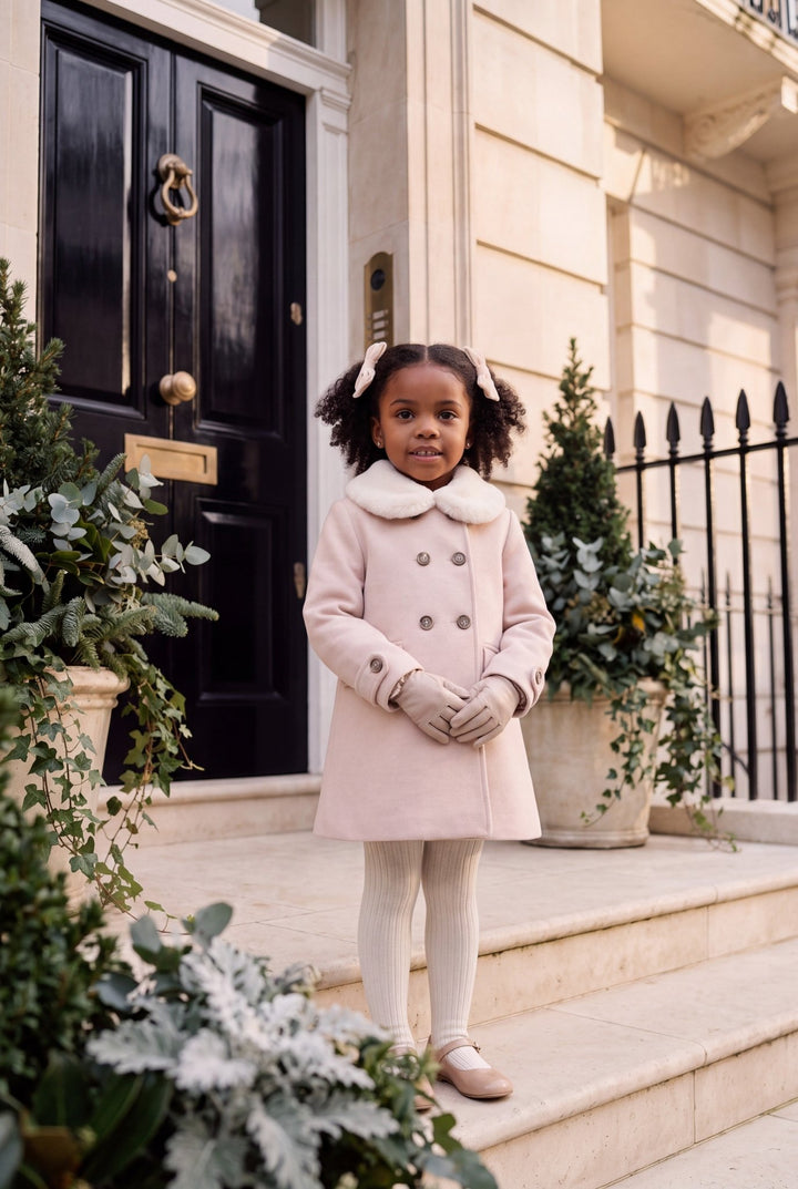 Martín Aranda Ballet Pink Faux Fur Collar Felt Coat - Millie and John