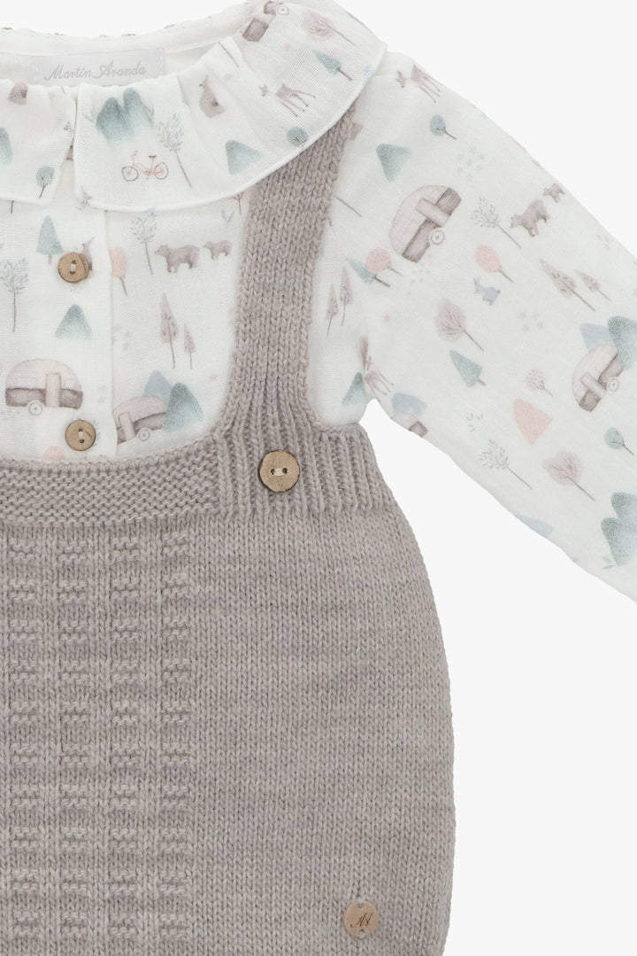 Martín Aranda "Bleu" Winter Print Shirt & Stone Knit Jam Pants - Millie and John